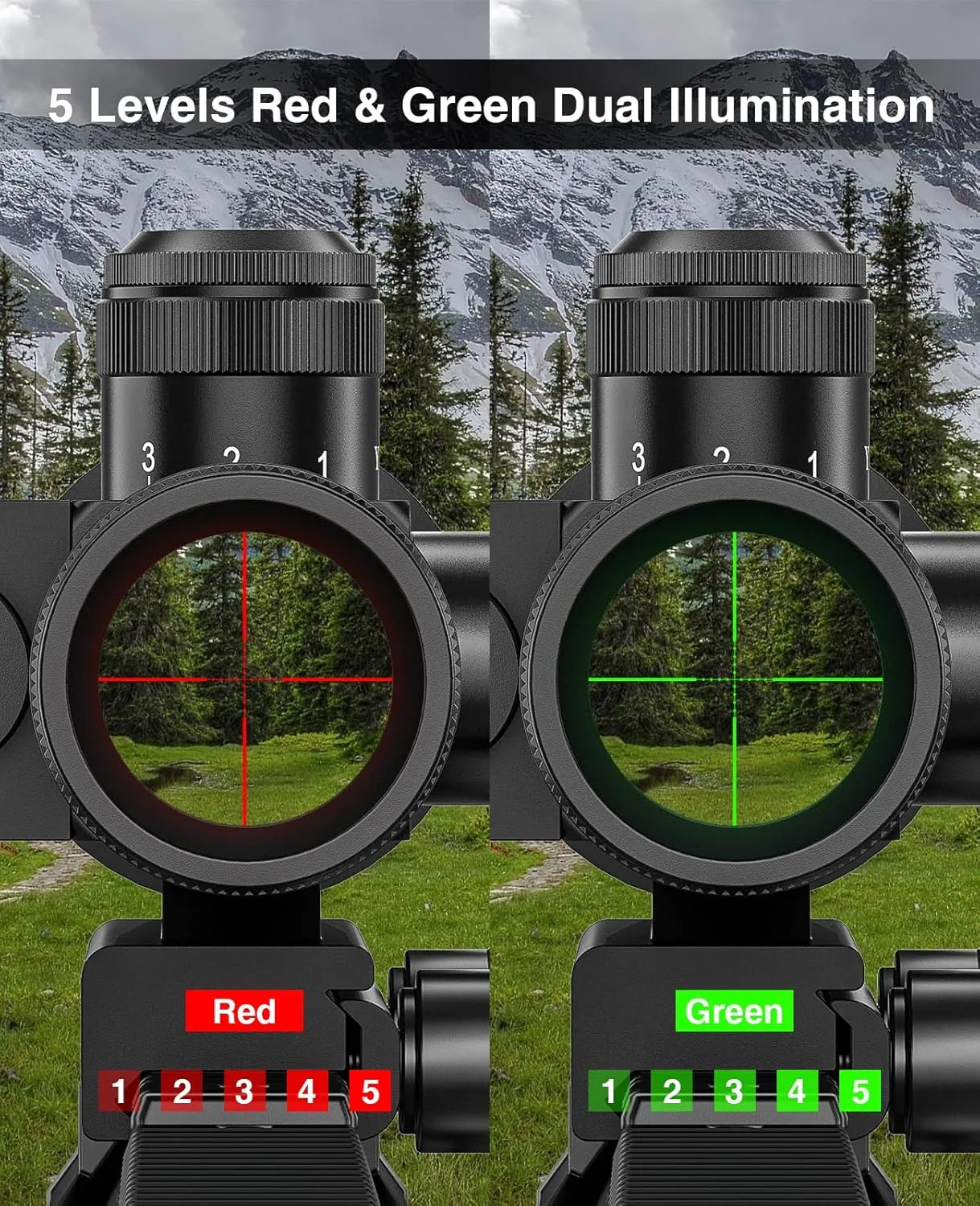 MidTen 2.5-10x40 Red Green Illuminated Mil-dot Scope with Red/Green Laser Combo - Green Lens Color & Mounts