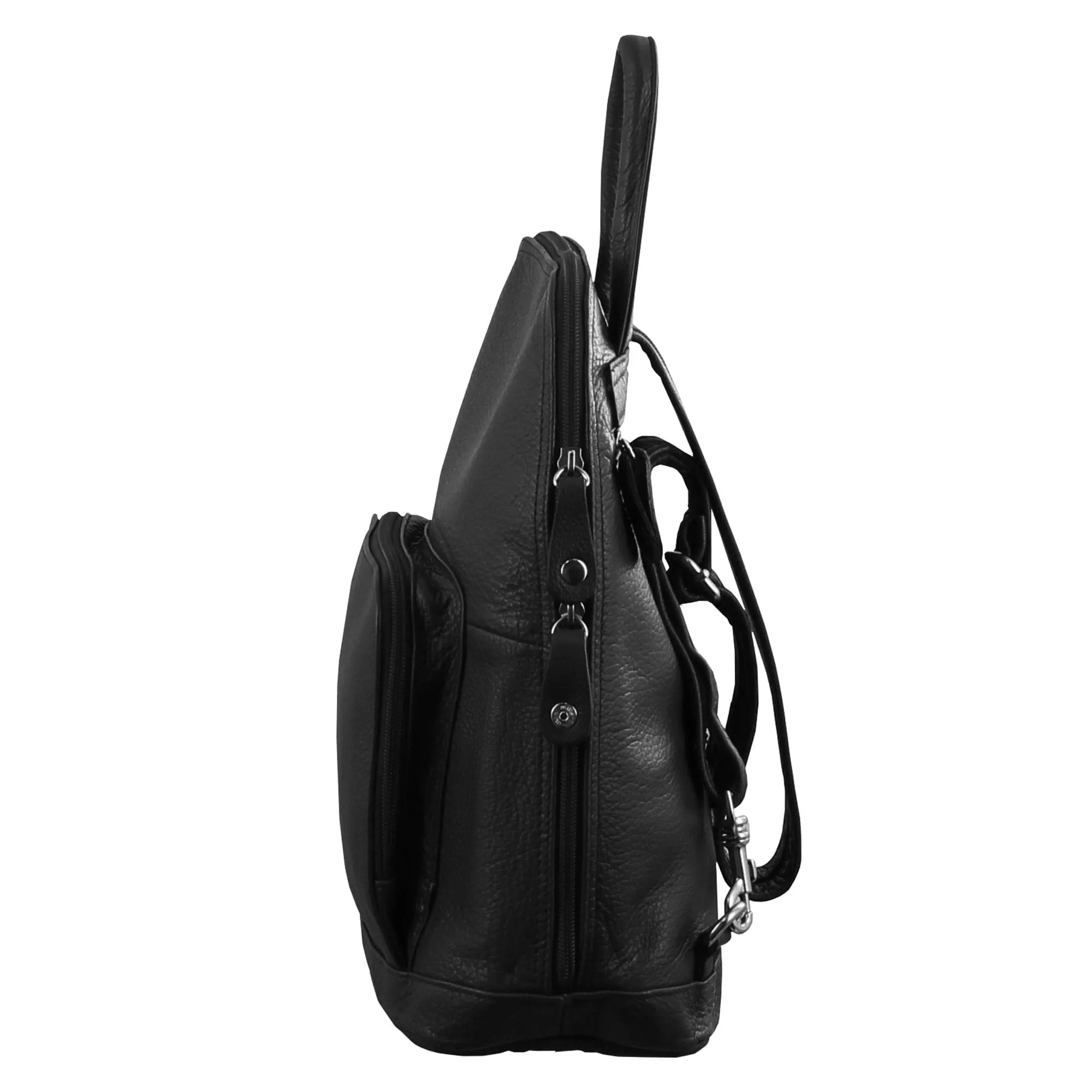Milleni Ladies Leather Twin Zip Backpack in Black