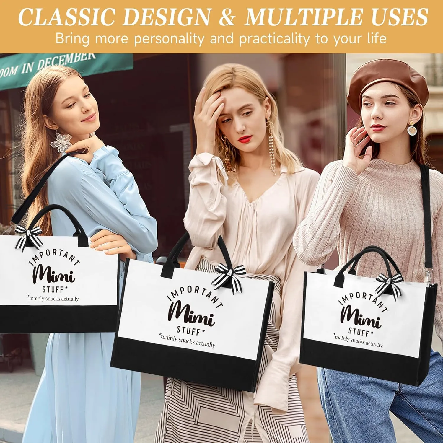 Mimi Gifts, Mothers Day Gifts For Grandma Mimi, Best Grandmother Gift Set from Granddaughter Grandkids - Unique Canvas Tote Bag Makeup Bag 16oz Glass Tumbler Care Package for Women