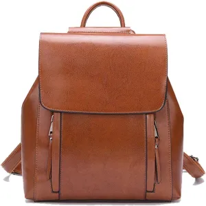 Mini Backpack for Women - 100% Genuine Oil-Waxed Leather, Anti-Theft, Versatile Travel Bag for Work & Daily Use, Fits iPad Mini 6/9/10/Air 4/5/Pro 11.
