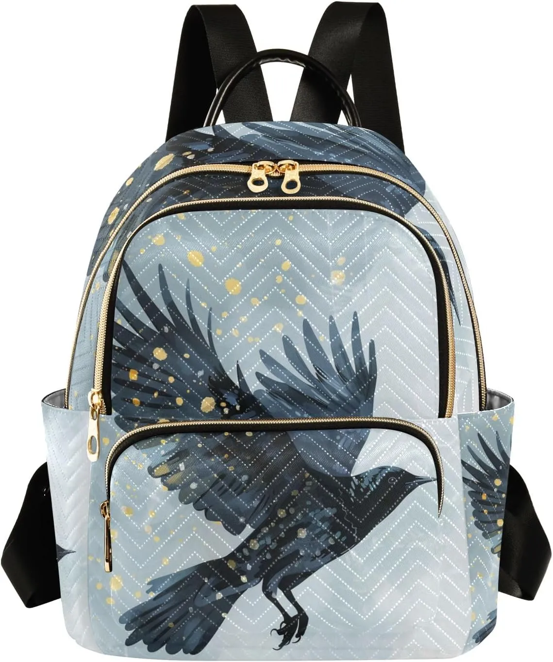 Mini Backpack Purse for Women, Black Crow Travel Bag Casual Daypack Shoulder Bag
