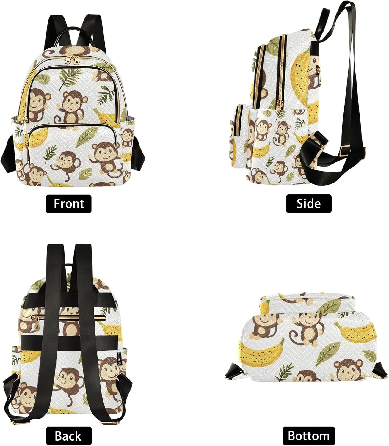 Mini Backpack Purse for Women, Cartoon Bananas Monkeys Travel Bag Casual Daypack Shoulder Bag