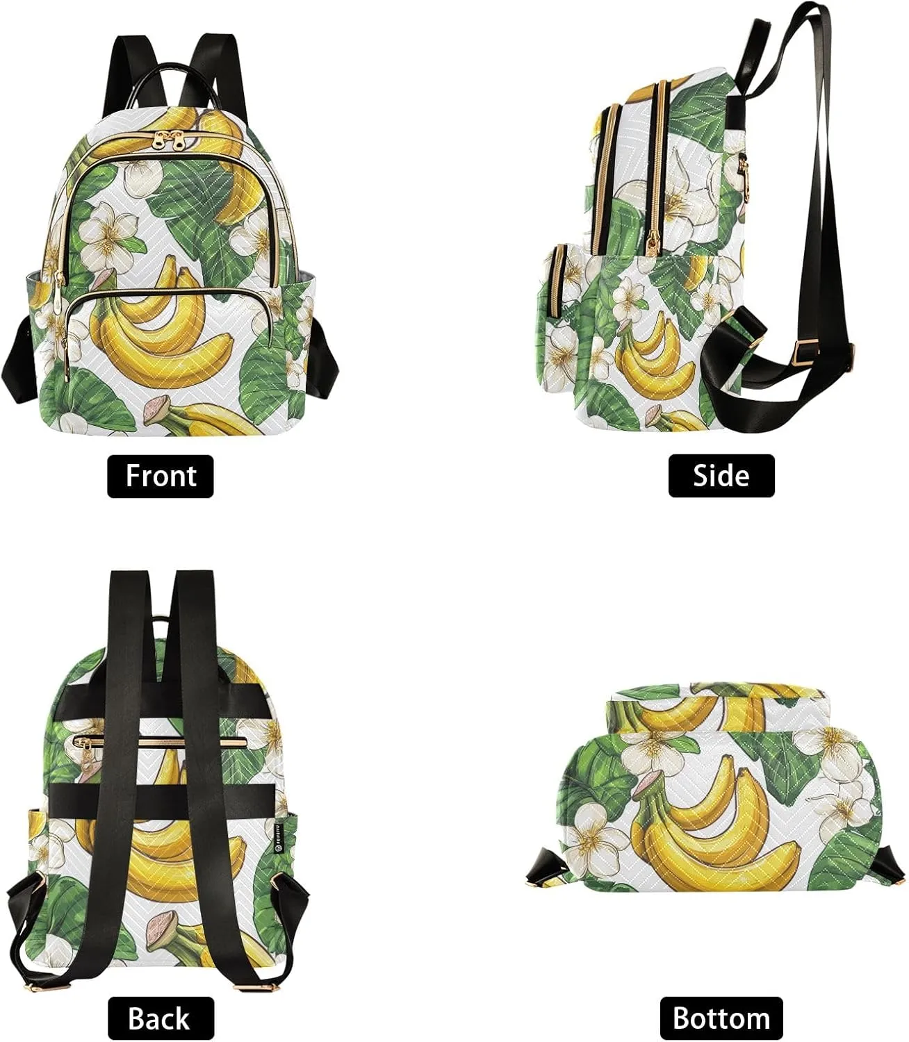 Mini Backpack Purse for Women, Tropical Bananas Flowers Travel Bag Casual Daypack Shoulder Bag