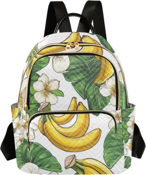 Mini Backpack Purse for Women, Tropical Bananas Flowers Travel Bag Casual Daypack Shoulder Bag