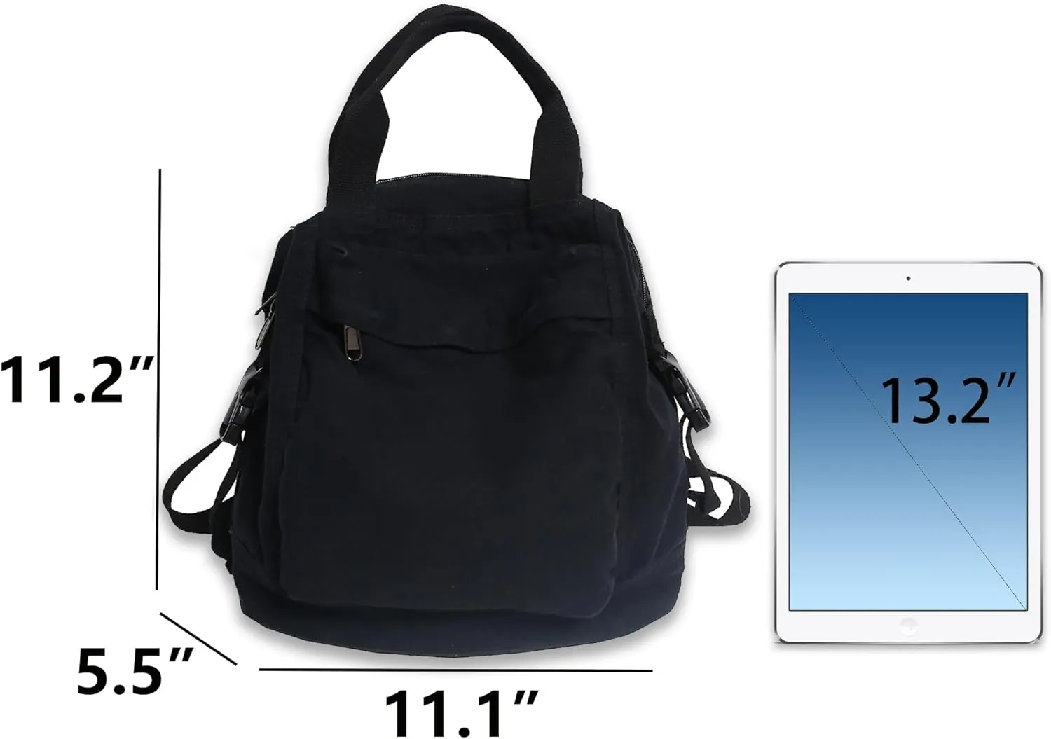 Mini Canvas Backpack for Women Girls Cute Small Backpack Purse Aesthetic Backpack, Black