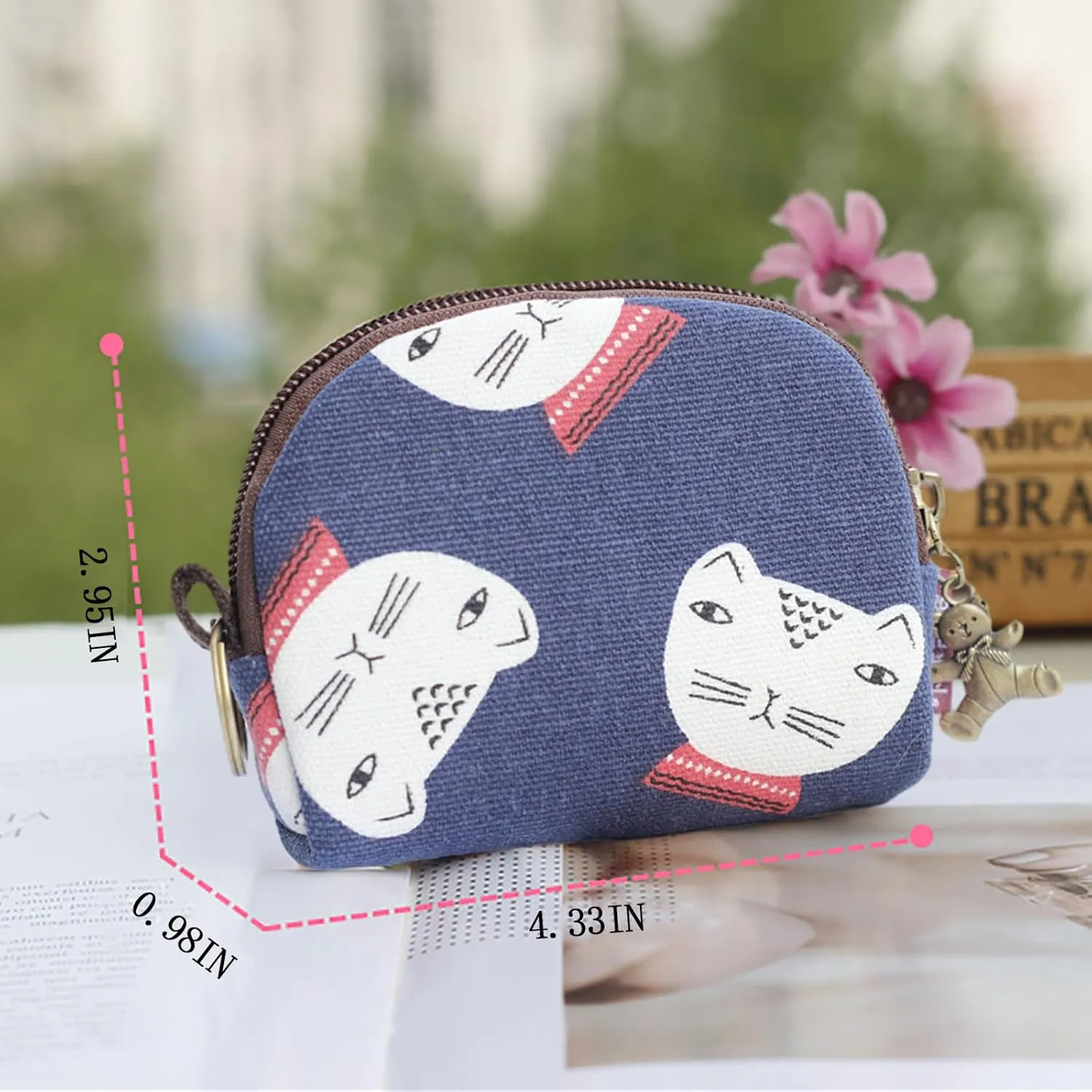 Mini Change Wallet for Women Credit Card Bag Coins Coin Purse Zipper Pouch Change Holder (Dog)