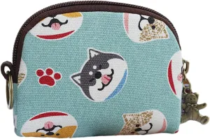 Mini Change Wallet for Women Credit Card Bag Coins Coin Purse Zipper Pouch Change Holder (Dog)