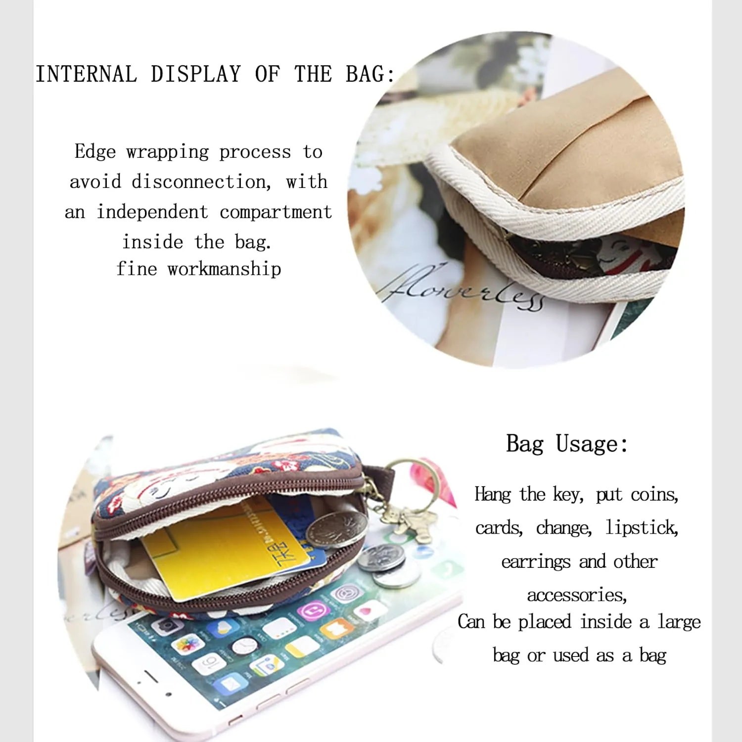 Mini Change Wallet for Women Credit Card Bag Coins Coin Purse Zipper Pouch Change Holder (Dog)