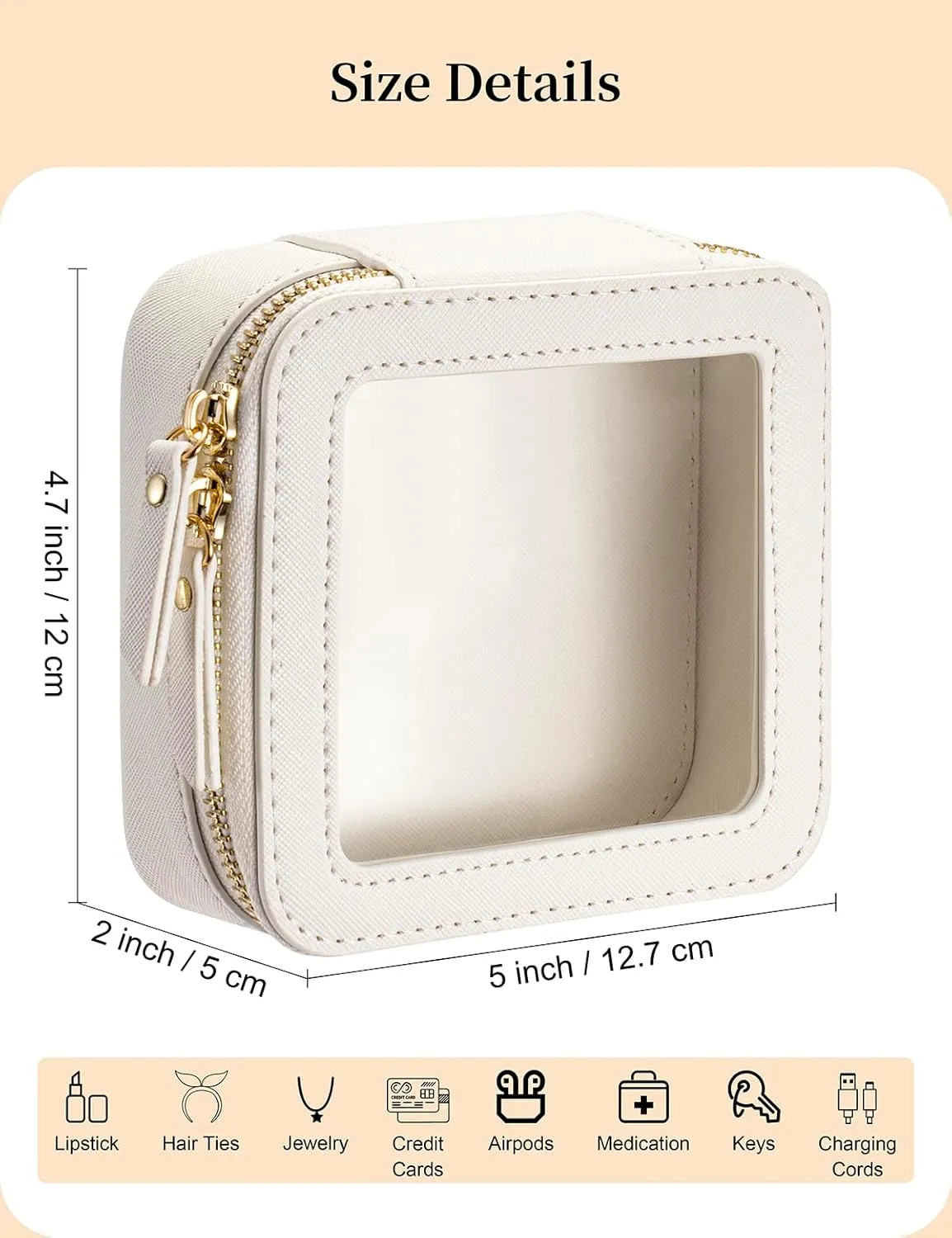 Mini Makeup Bag for Purse - Clear Travel Leather Toiletry Bag with Zipper - Car Organizer Bag - Small Waterproof Cosmetic Organizer Case for On-the-Go Essentials （Lake Green）