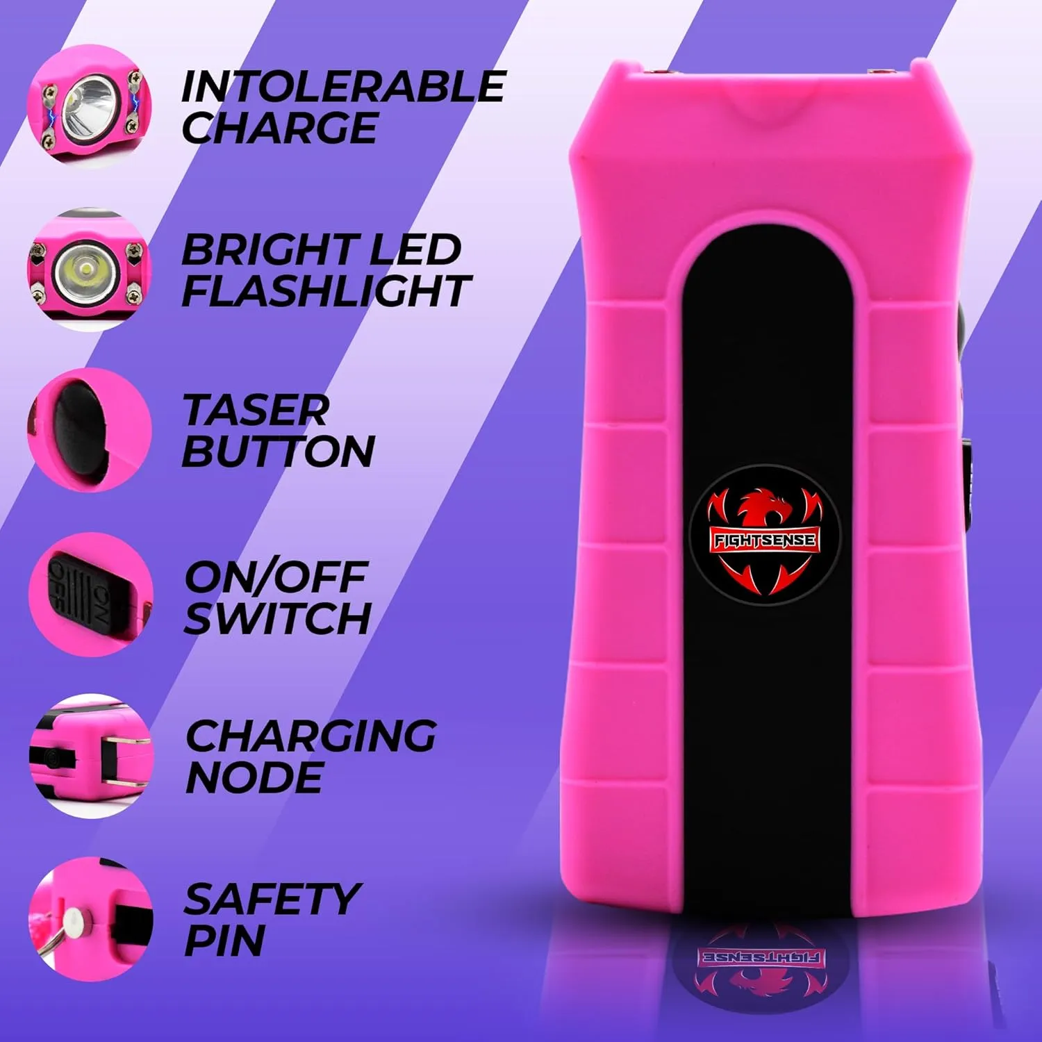 Mini Stun Gun & Pepper Spray Combo Pack for Self Defense - Extremely Powerful Stun Gun with Flashlight