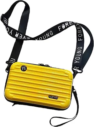 Mini Suitcase Bag, Mini Suitcase Crossbody Bag, Women Solid Cosmetic Handbag Multifunction Crossbody Bag