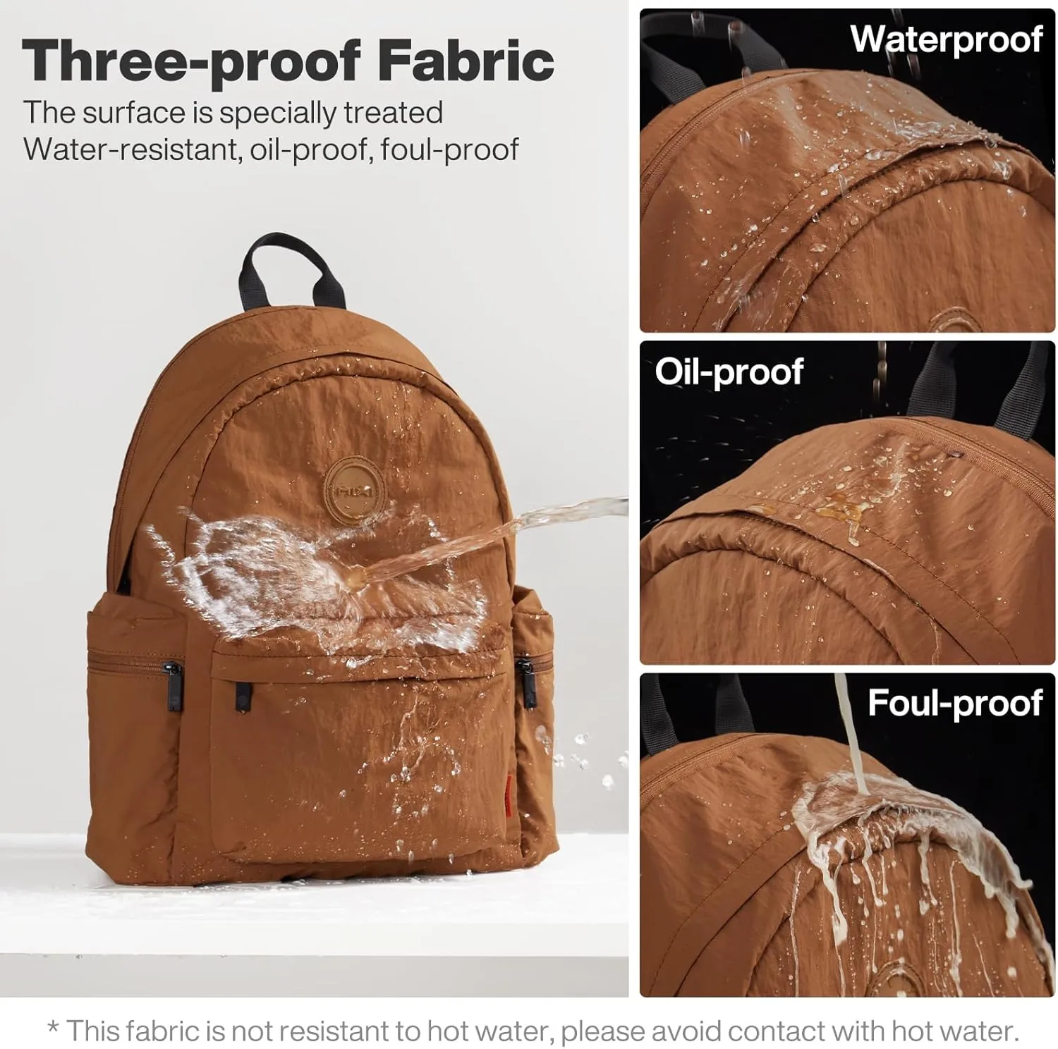 mixi Outdoor Lightweight Backpack Casual Carry On Laptop Backpack Travel Bookbag for Women Men, Water Resistant Durable Small Hiking Bag for Camping Weekender Sports College Work, 15 Inch, Brown