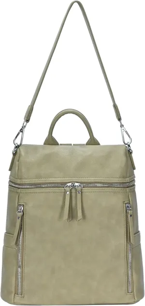 Miztique The Sienna Backpack Purse for Women, Sleek Shoulder Bag, Soft Vegan Leather (Moss)