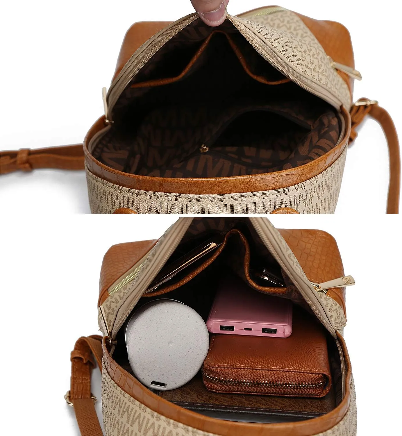 MKF Collection Backpack for Women, Signature Vegan Leather Top-Handle Travel bag Carry on Backpack Bookbag