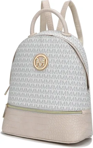 MKF Collection Backpack for Women, Signature Vegan Leather Top-Handle Travel bag Carry on Backpack Bookbag