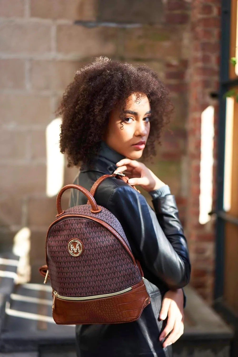MKF Collection Backpack for Women, Signature Vegan Leather Top-Handle Travel bag Carry on Backpack Bookbag