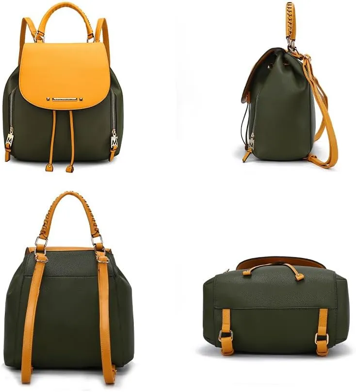 MKF Collection Backpack for Women Vegan Leather Bookbag Top Handle Bag Lady Fashion Pocketbook Travel bag by Mia k