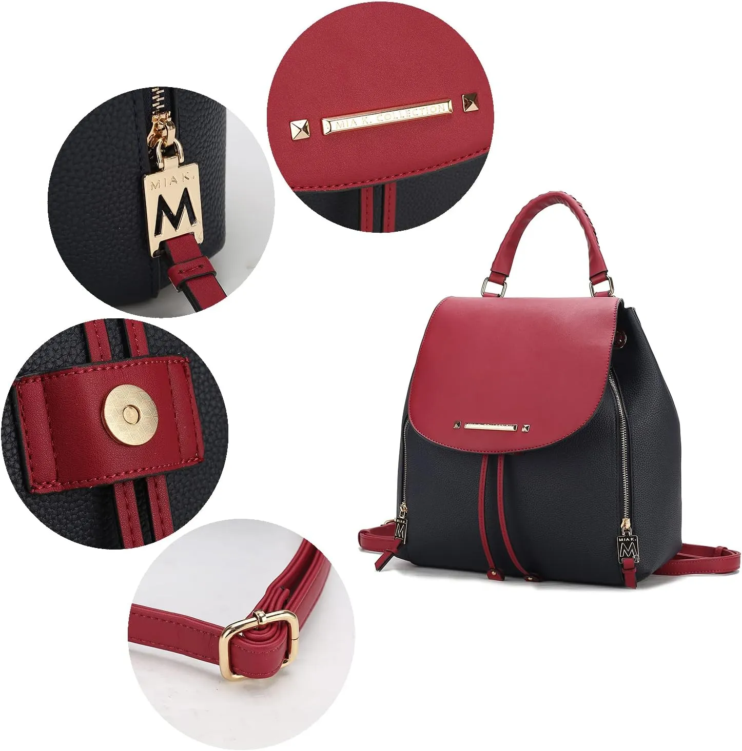 MKF Collection Backpack for Women Vegan Leather Bookbag Top Handle Bag Lady Fashion Pocketbook Travel bag by Mia k