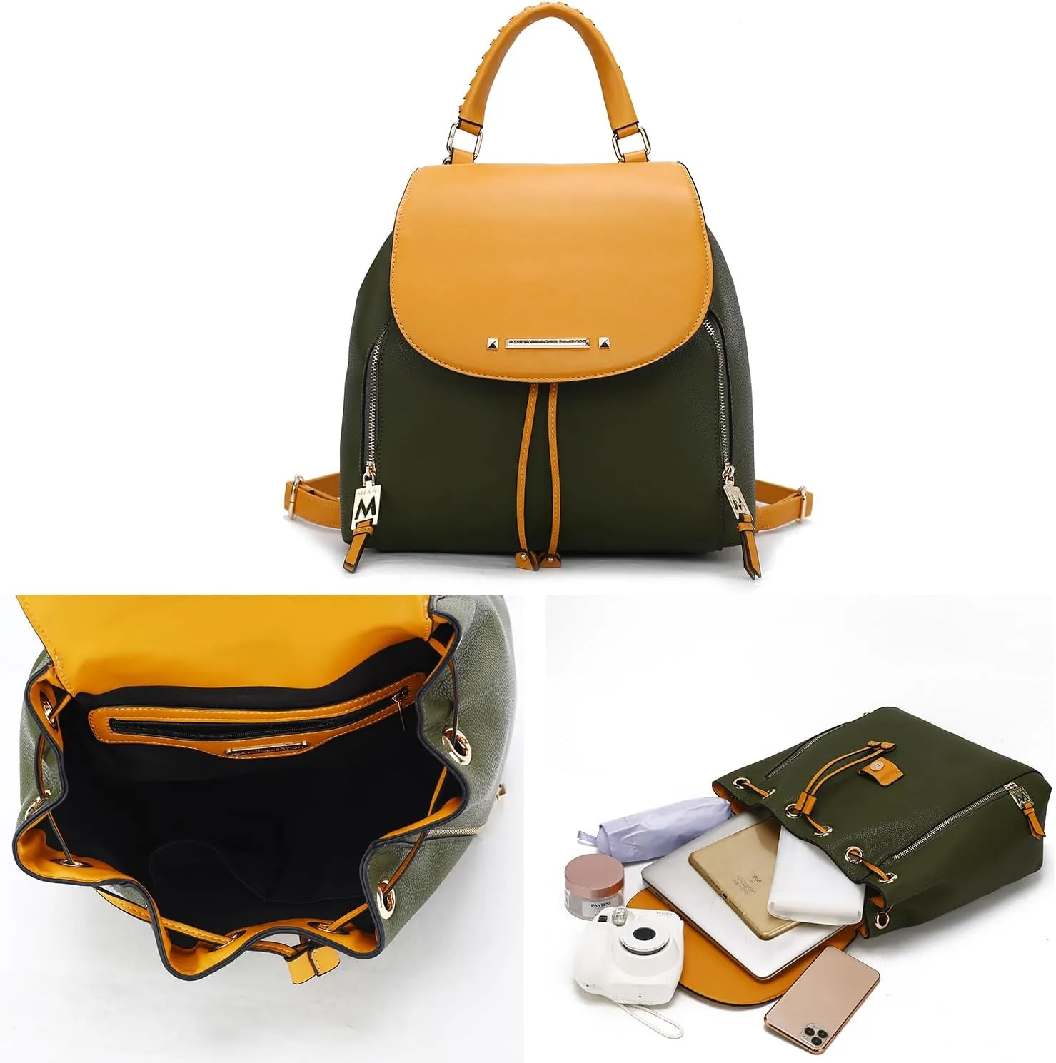 MKF Collection Backpack for Women Vegan Leather Bookbag Top Handle Bag Lady Fashion Pocketbook Travel bag by Mia k