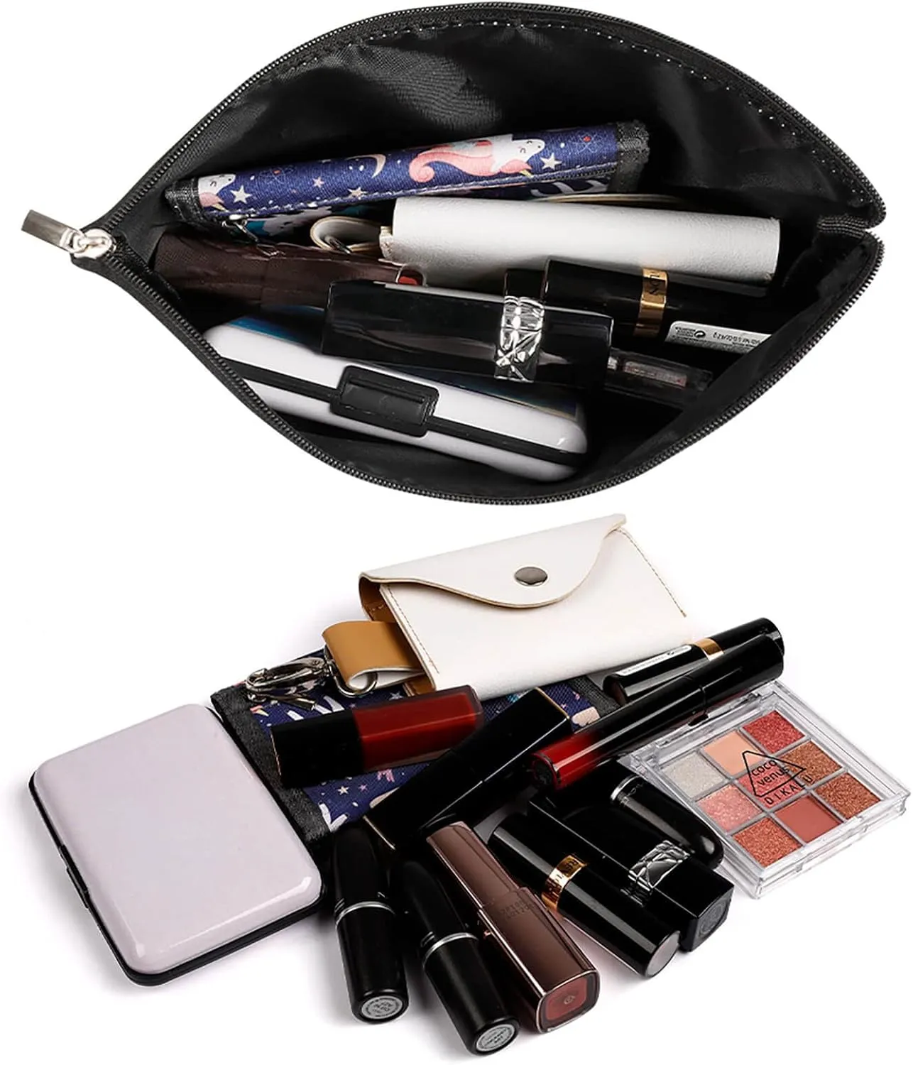 Modern Mustard Yellow Chevrons Cosmetic Bag, Travel Portable Makeup Bag for Purse Pouch Beauty Zipper Organizer Toiletry Bag for Women