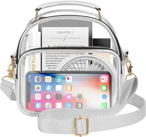 MoKo Clear Bag Stadium Approved for Women, Large Capicity Crossbody Bag with 2 Pockets and Zipper