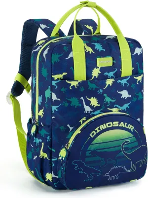 mommore Kids Backpack Boys, Durable Large Toddler Bookbag with Double Handles, Water Resistant Dinosaur Backpack with Chest Strap for Preschool Kindergarten Travel