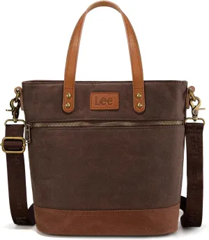 Montana West x Lee Waxed Canvas Tote Bag for Women Medium Vintage Crossbody Bag for Work with Leather Handle