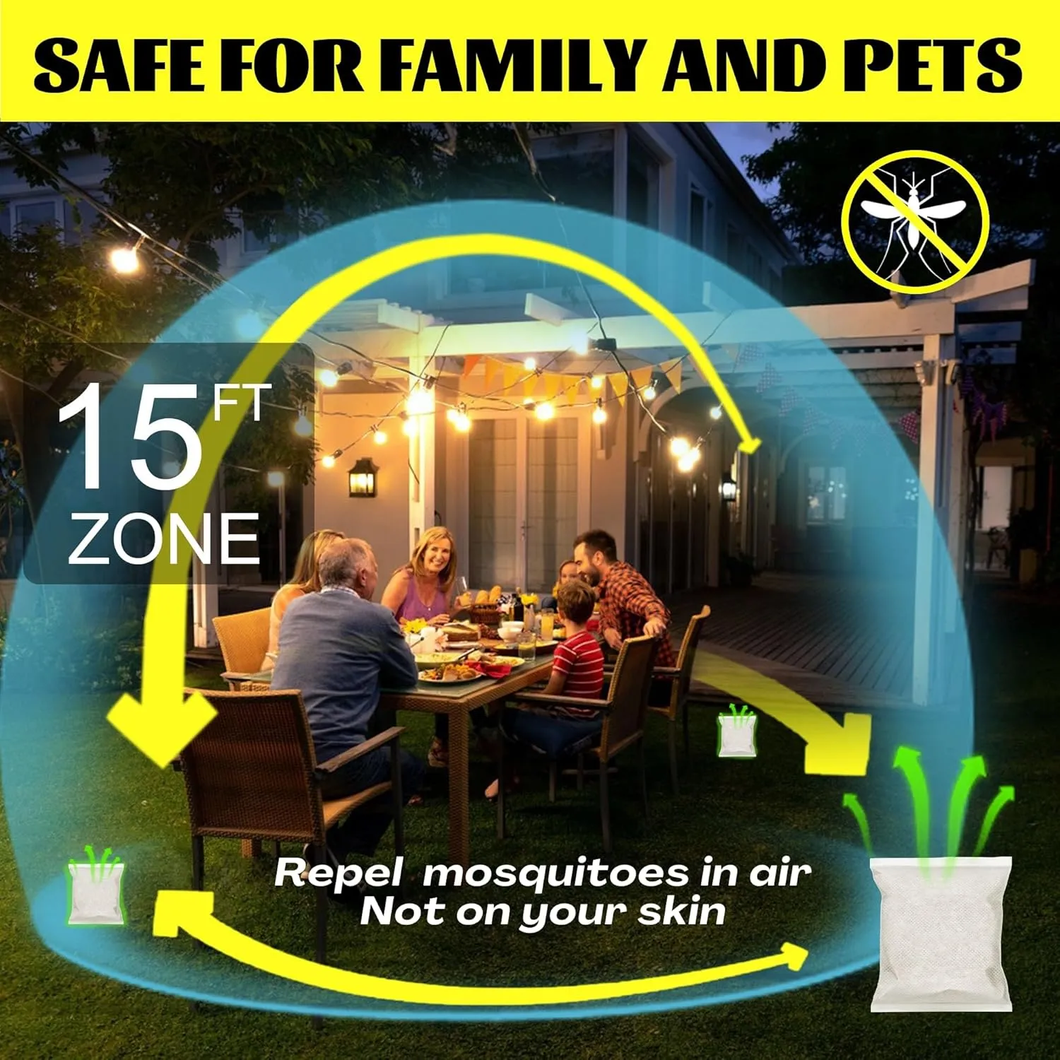 Mosquito Repellent Pouches - Outdoor, Indoor, Travel Size | 30-Day Protection, Non-Toxic & Plant-Based | Safe for Kids, Pets | Patio, Camping, Yard Defense(8 PCS)