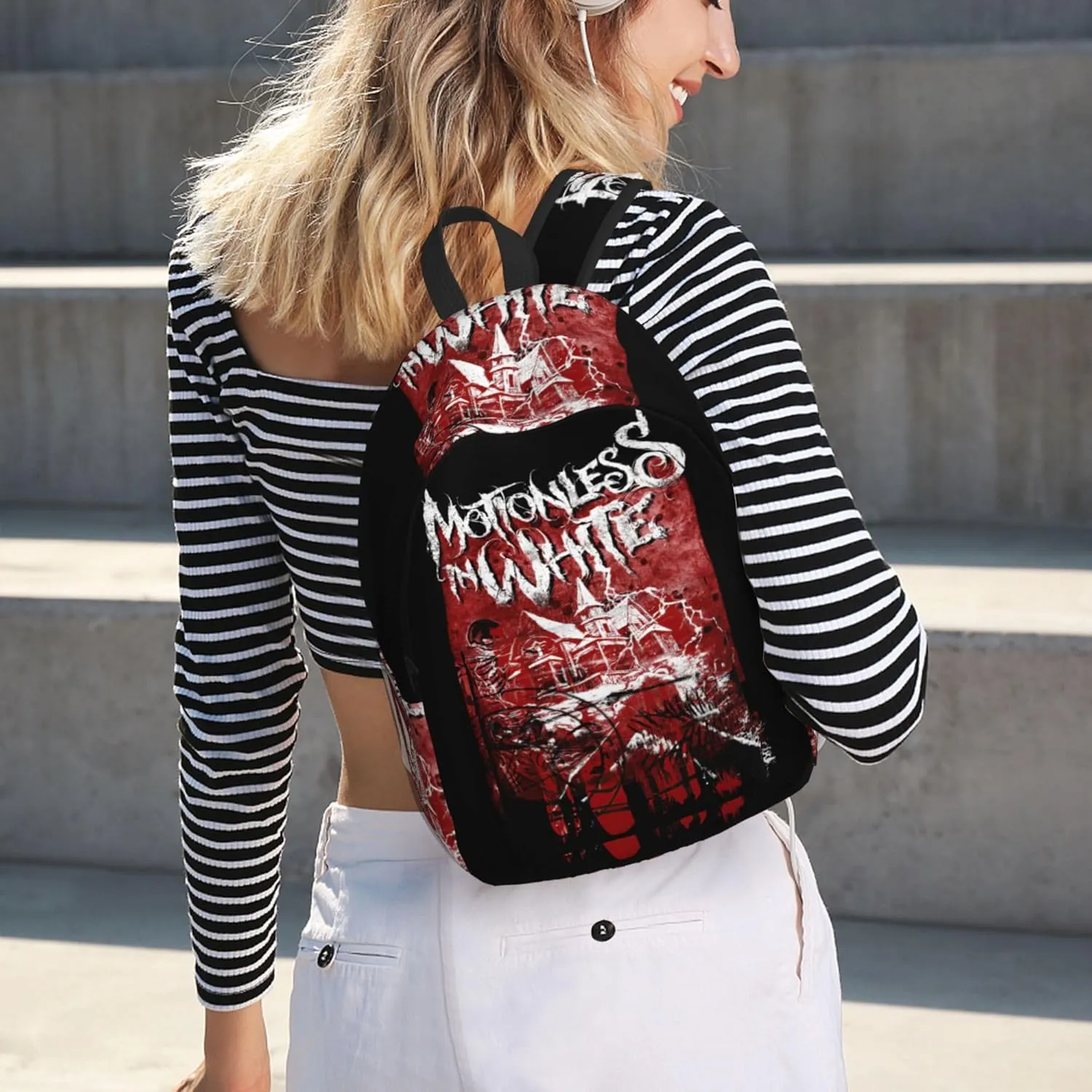 Motionless Rock In White Casual Backpack Large Lightweight Travel Bag Classic Laptop Daypack Men Women Backpack Small