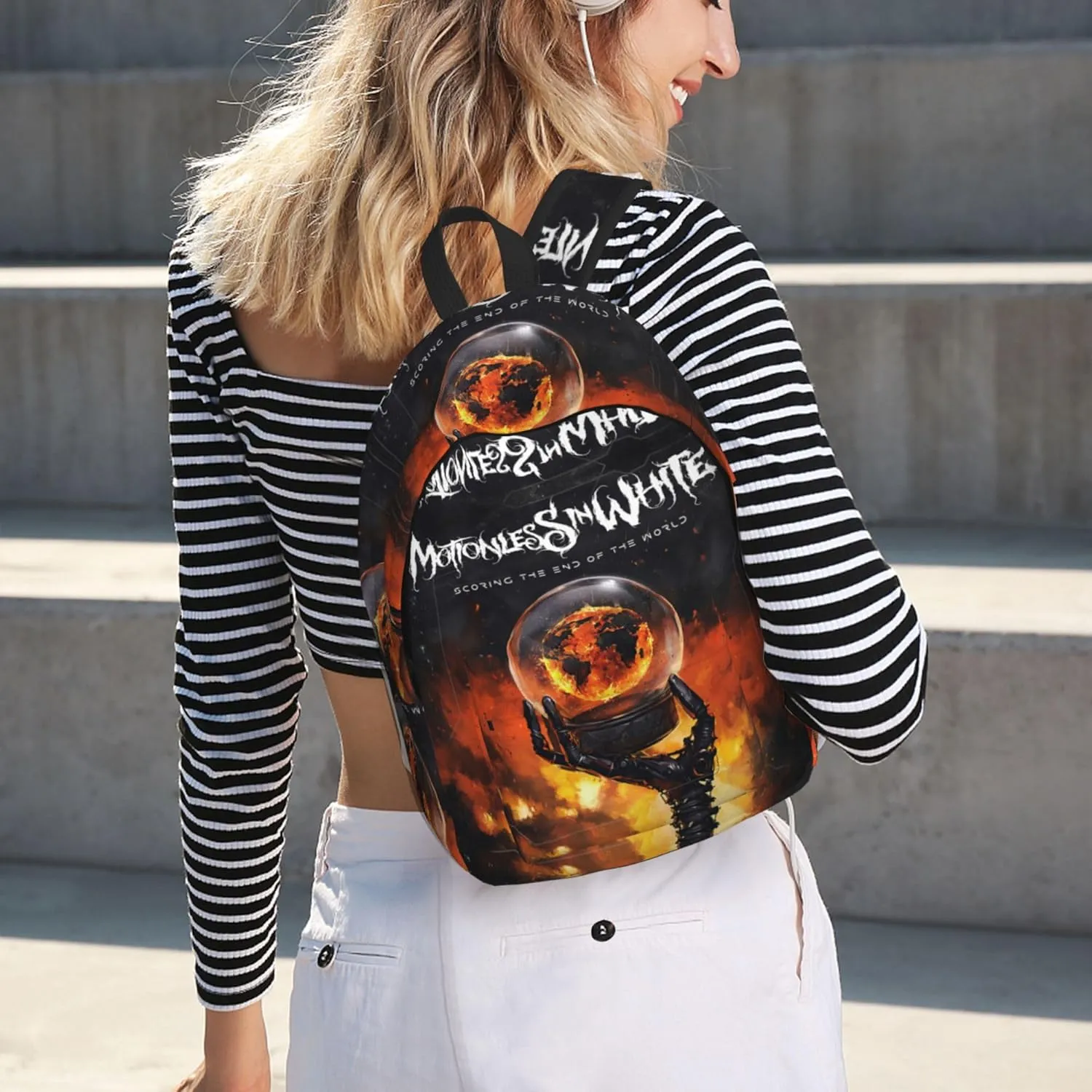 Motionless Rock In White Casual Backpack Large Lightweight Travel Bag Classic Laptop Daypack Men Women Backpack Small