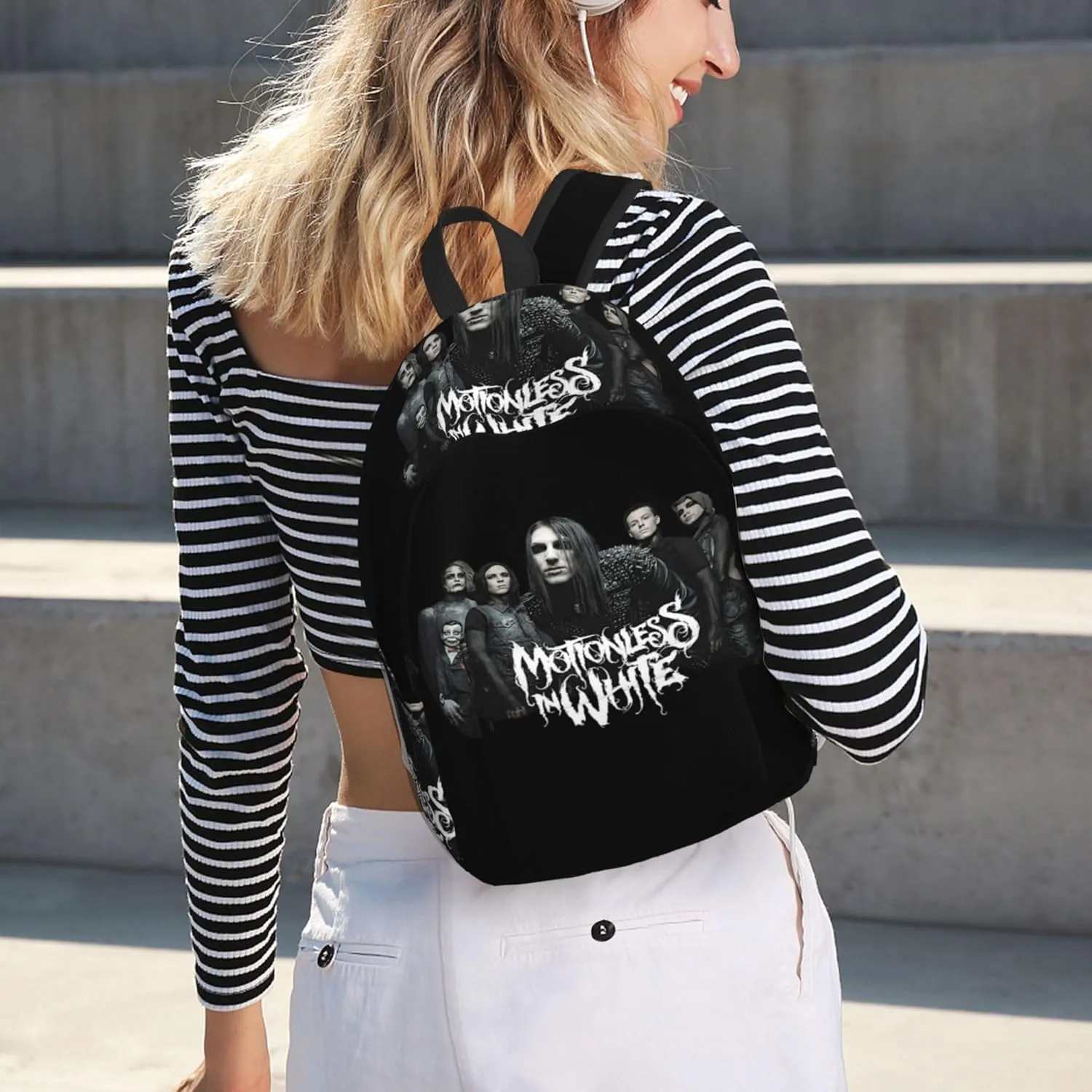 Motionless Rock In White Casual Backpack Large Lightweight Travel Bag Classic Laptop Daypack Men Women Backpack Small