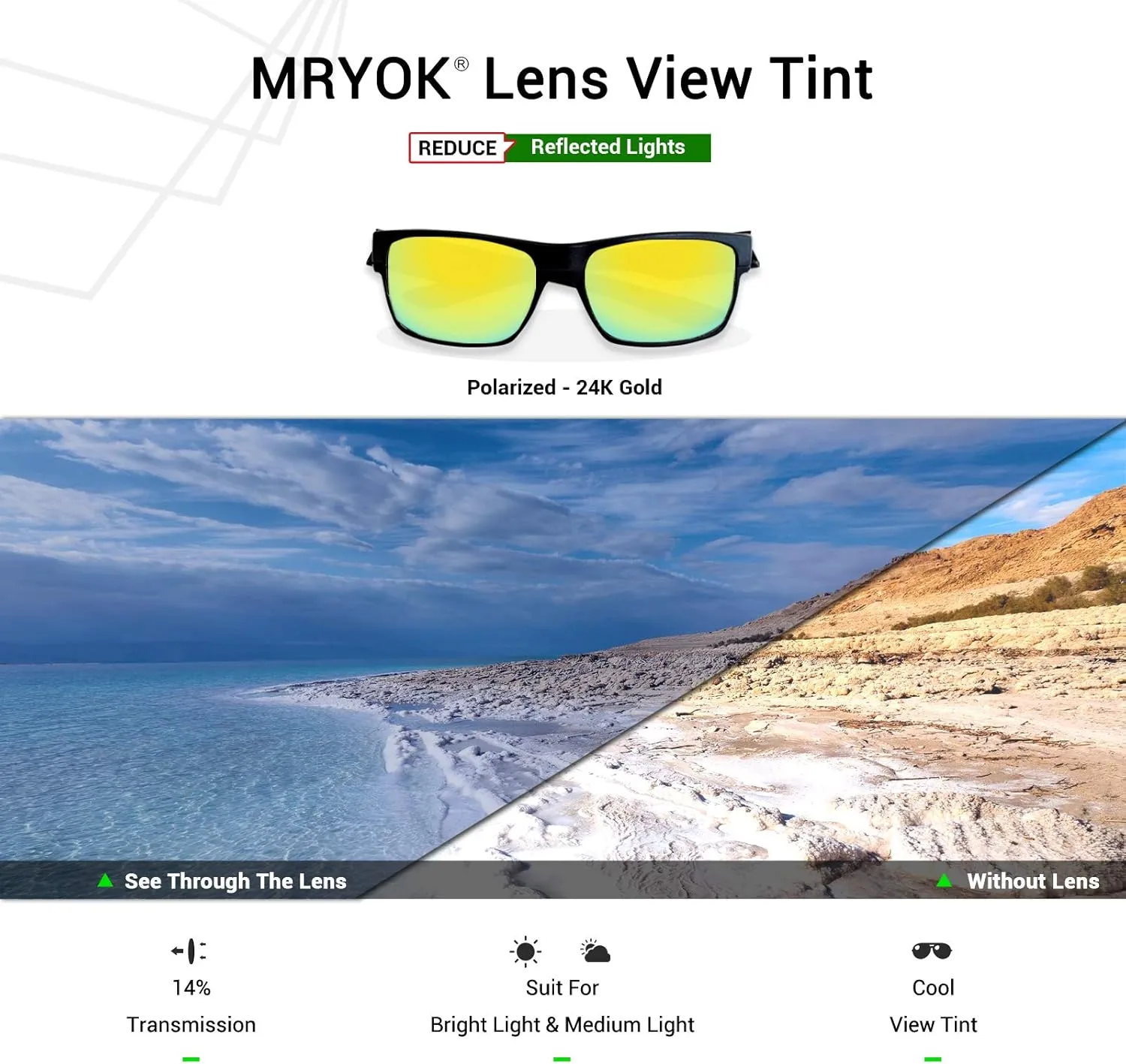 Mryok Polarized Replacement Lenses & Nose Pieces for Ray-Ban RB3712D 62mm - Options