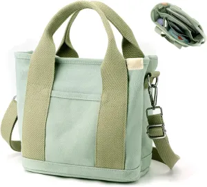 Multi Pocket Canvas Tote Bag with Zipper Shoulder Bag Handbag with Compartments Crossbody Bag Shoulder Bag