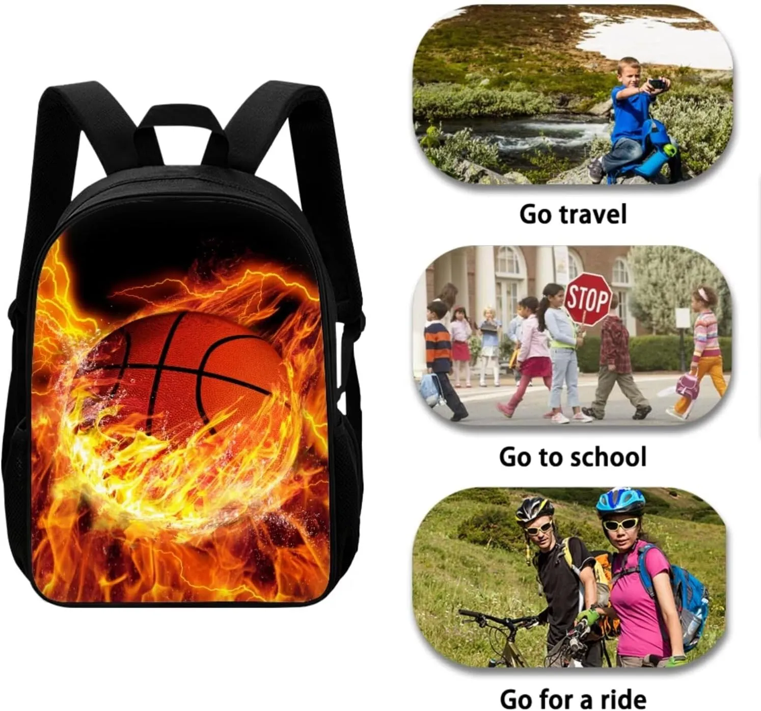 Mumeson Basketball Kids Backpack Set 3 Pack Set Large Capacity School Bag and Lightweight Lunch Bags Portable Pencil Case Back to School Supplies