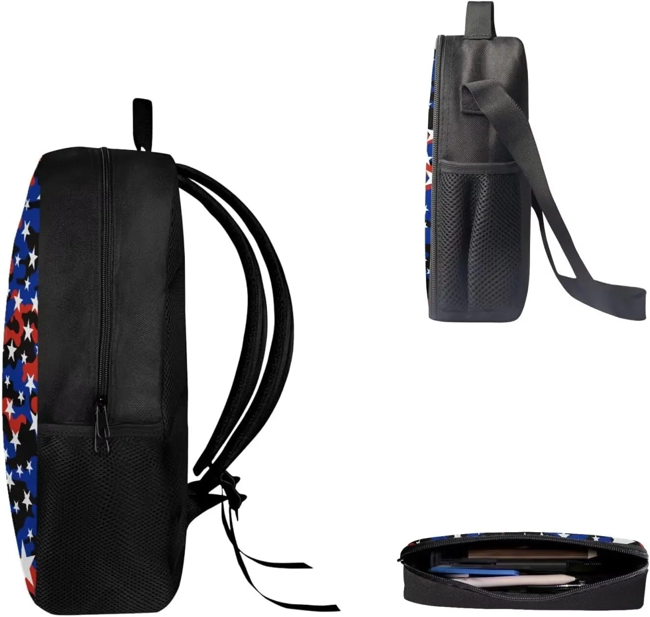 Mumeson Camouflage 3 Pack Schoolbag Backpack Set School Backpack Backpack with Lunch Bag Insulated Lunch Box Pencil Bag 3 Pieces Set
