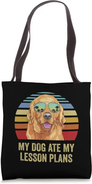 My Dog Ate My Lesson Plans Golden Retriever Teacher Tote Bag