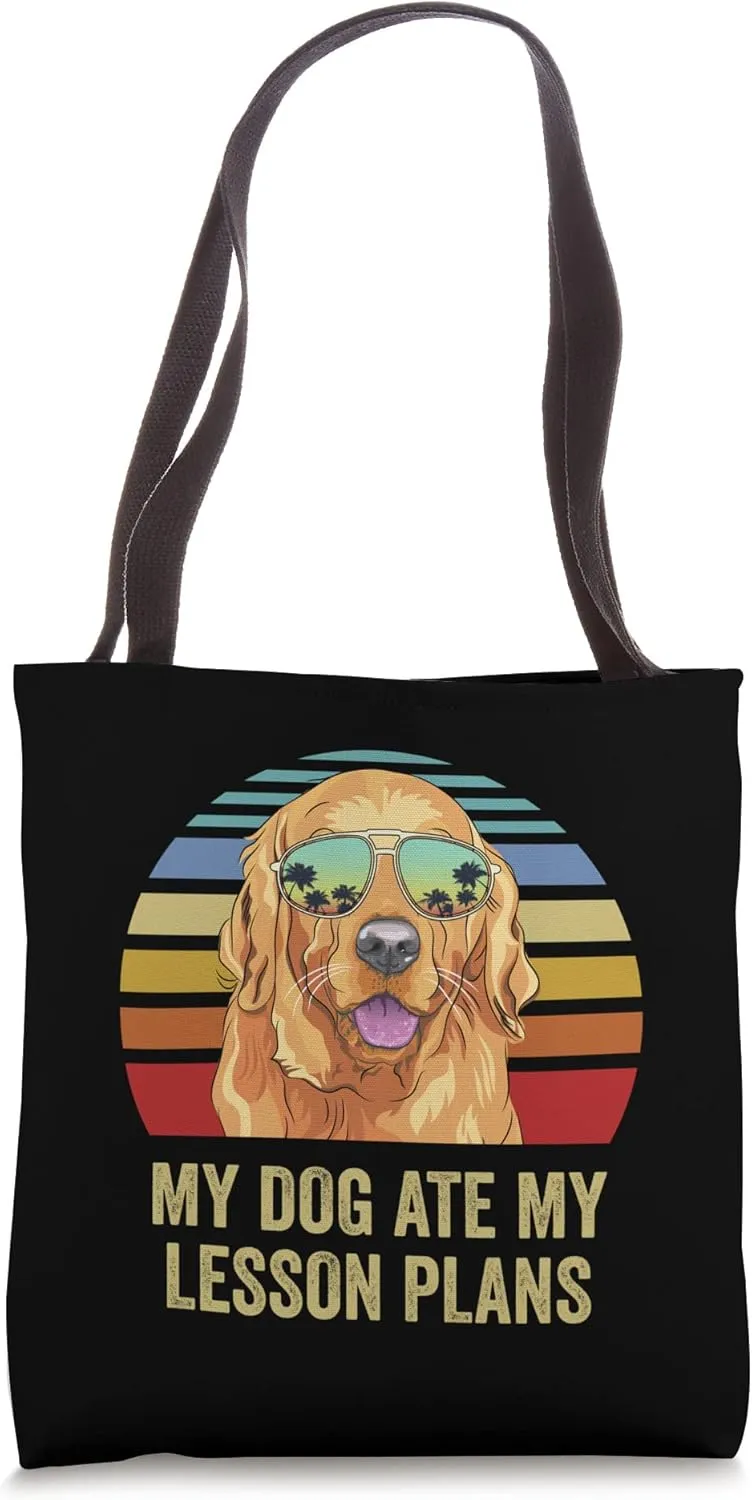 My Dog Ate My Lesson Plans Golden Retriever Teacher Tote Bag