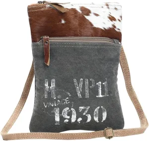 Myra Bag VP11 Cowhide & Upcycled Canvas Crossbody Bag S-1156