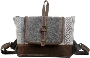 Myra Bag Western Leather Backpack Bag for Women - Flapover Upcycled Canvas Cowhide Bag Straight-Forward