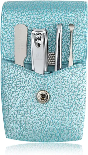 Nail Clipper Portable Nail Clippers Mini Manicure Set Nail Clipper Set 4 in 1 Stainless Steel Professional Grooming Kit with Tweezers Ear Pick Best Gift Choice Pedicure Set ( Color : Blue )