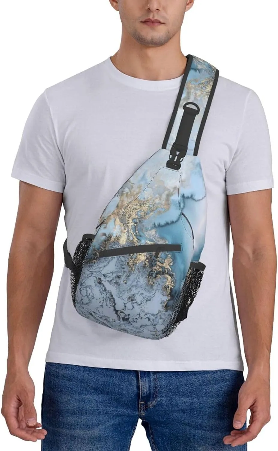 Naughty Sloth Printed Canvas Sling Bag Crossbody Backpack, Hiking Daypack Chest Bag For Women Men
