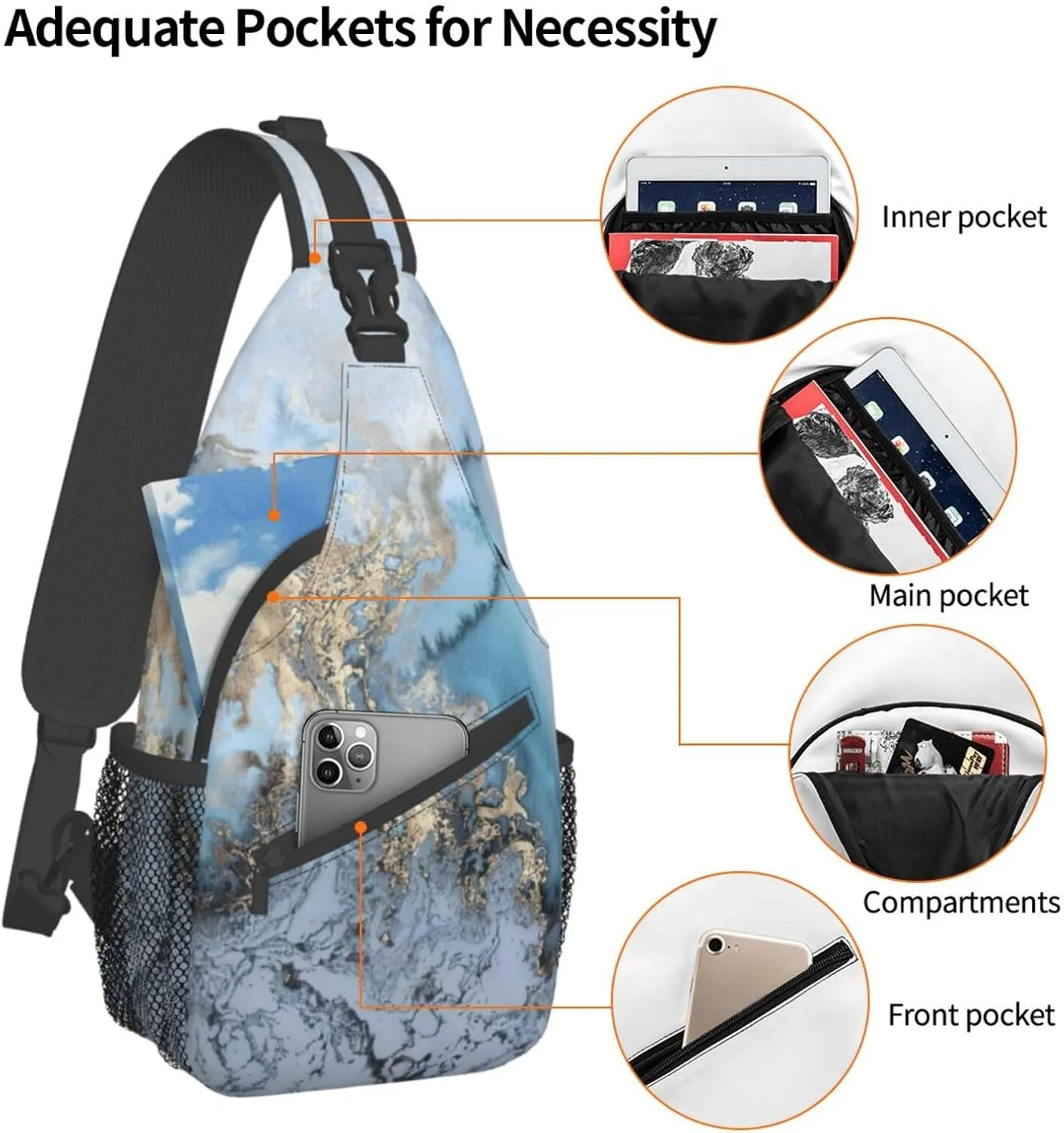 Naughty Sloth Printed Canvas Sling Bag Crossbody Backpack, Hiking Daypack Chest Bag For Women Men