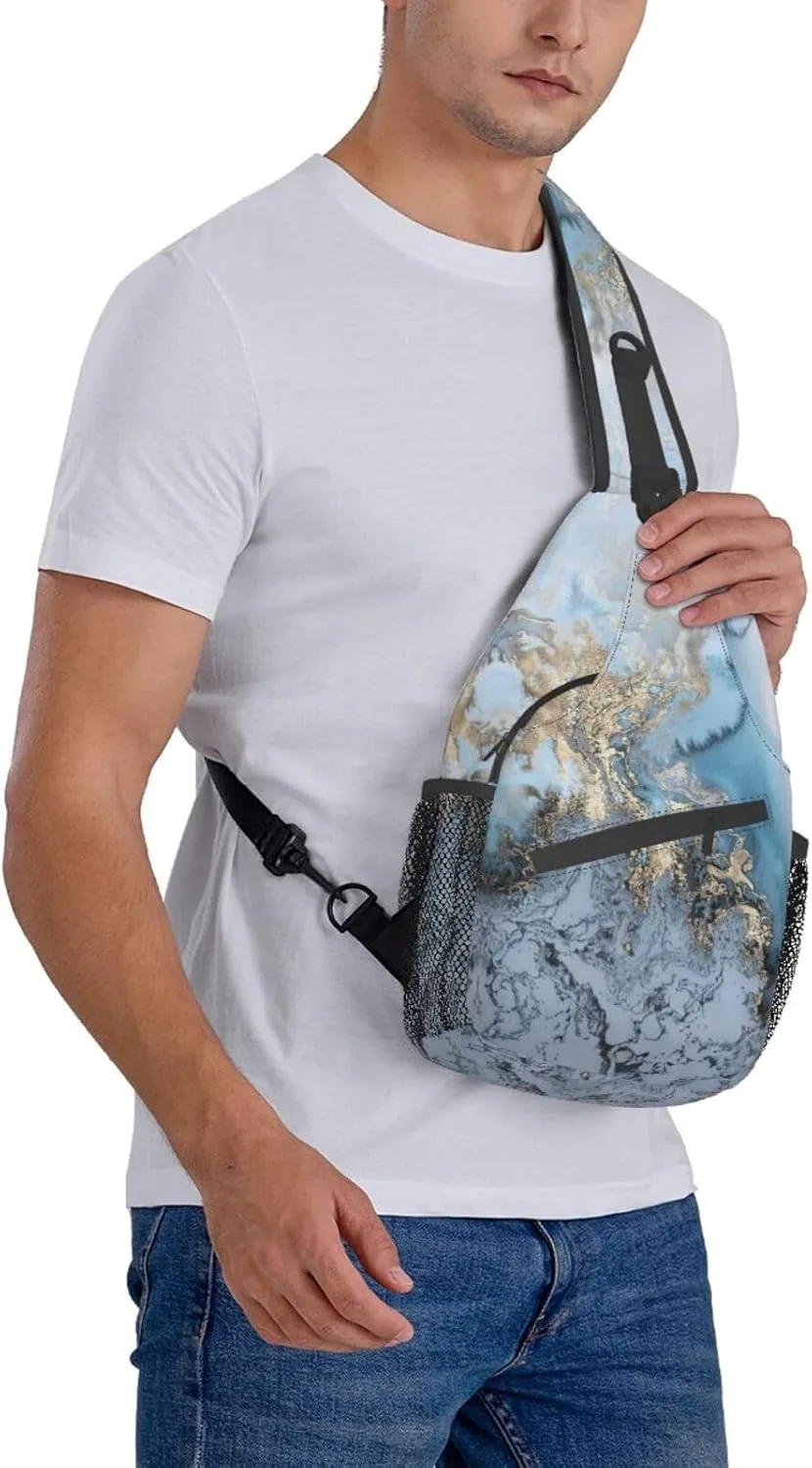 Naughty Sloth Printed Canvas Sling Bag Crossbody Backpack, Hiking Daypack Chest Bag For Women Men