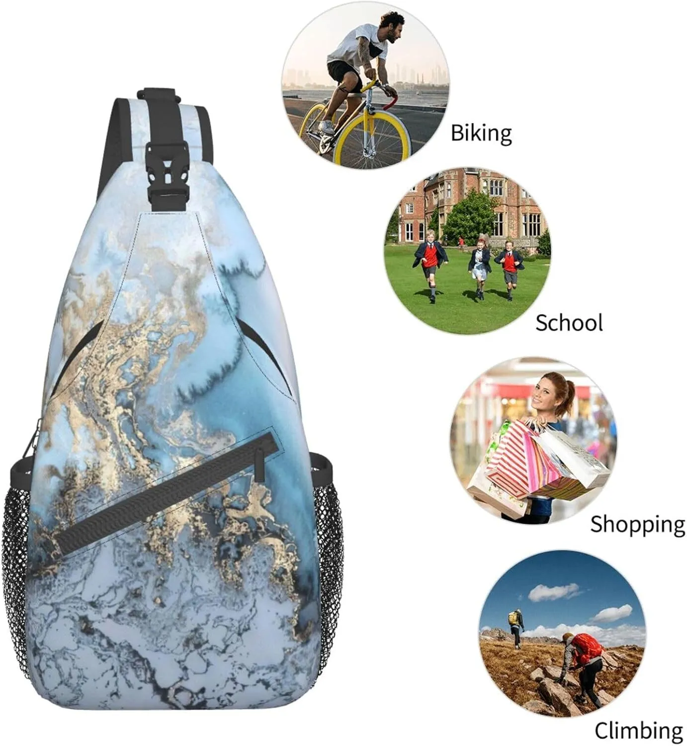 Naughty Sloth Printed Canvas Sling Bag Crossbody Backpack, Hiking Daypack Chest Bag For Women Men