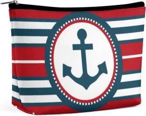 Nautical Design Print Cosmetic Bag, Travel Portable Makeup Bag for Purse Pouch Beauty Zipper Organizer Toiletry Bag for Women