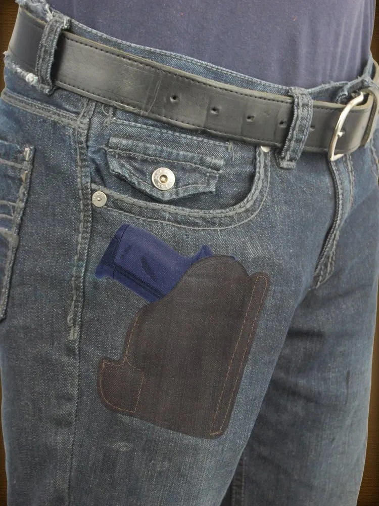 New Barsony Brown Leather Pocket Holster for Small .380 Ultra-Compact 9mm 40 45 Pistols