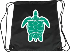 Newport News Virginia Souvenir Cinch Bag with Drawstring Backpack Tote Beach Bag Green Turtle Design