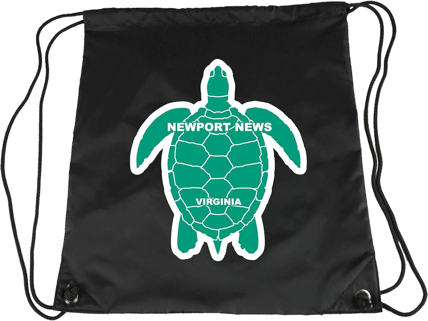Newport News Virginia Souvenir Cinch Bag with Drawstring Backpack Tote Beach Bag Green Turtle Design
