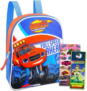 Nick Shop Blaze And The Monster Machines Mini Backpack ~ 3 Pc Bundle With 11" Blaze School Bag For Boys, Toddlers, Kids With Race Car Stickers And More (Blaze School Supplies)