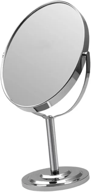 NOLITOY Cosmetic Mirror Double Sided Round Magnifying Side Metal Frame for Makeup Application Silver